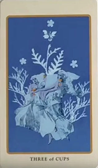 Three of Cups card from the Spolia Tarot deck