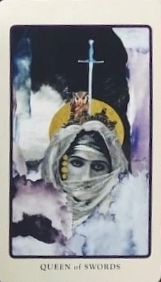 Queen of Swords card from the Spolia Tarot deck