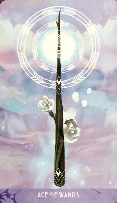 Ace of Wands card from The Starchild Tarot Akashic by Danielle Noel
