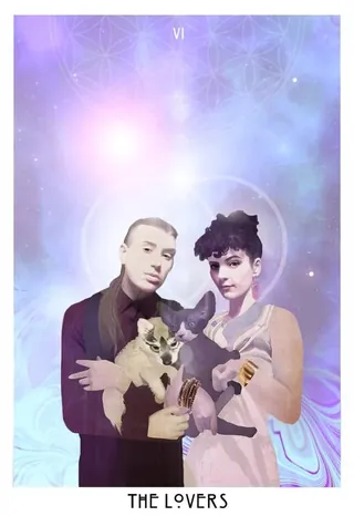 The Lovers card from The Starchild Tarot Akashic by Danielle Noel
