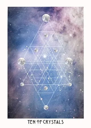 Ten of Crystals card from The Starchild Tarot Akashic by Danielle Noel