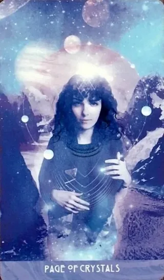 Page of Crystals card from The Starchild Tarot Akashic by Danielle Noel