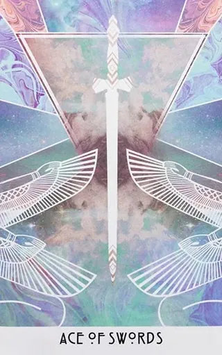Ace of Swords card from The Starchild Tarot Akashic by Danielle Noel