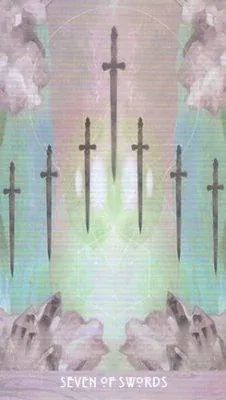 Seven of Swords card from The Starchild Tarot Akashic by Danielle Noel