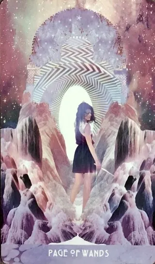 Page of Wands card from The Starchild Tarot Akashic by Danielle Noel