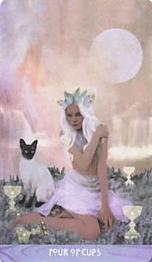 Four of Cups card from The Starchild Tarot Akashic by Danielle Noel