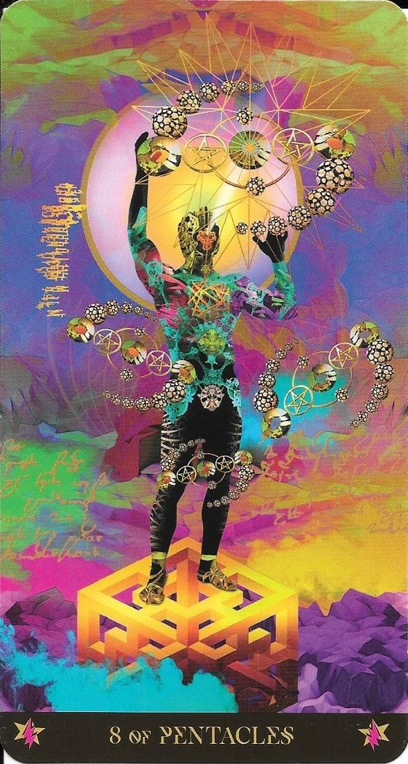 Eight of Pentacles card from the Starman Tarot deck