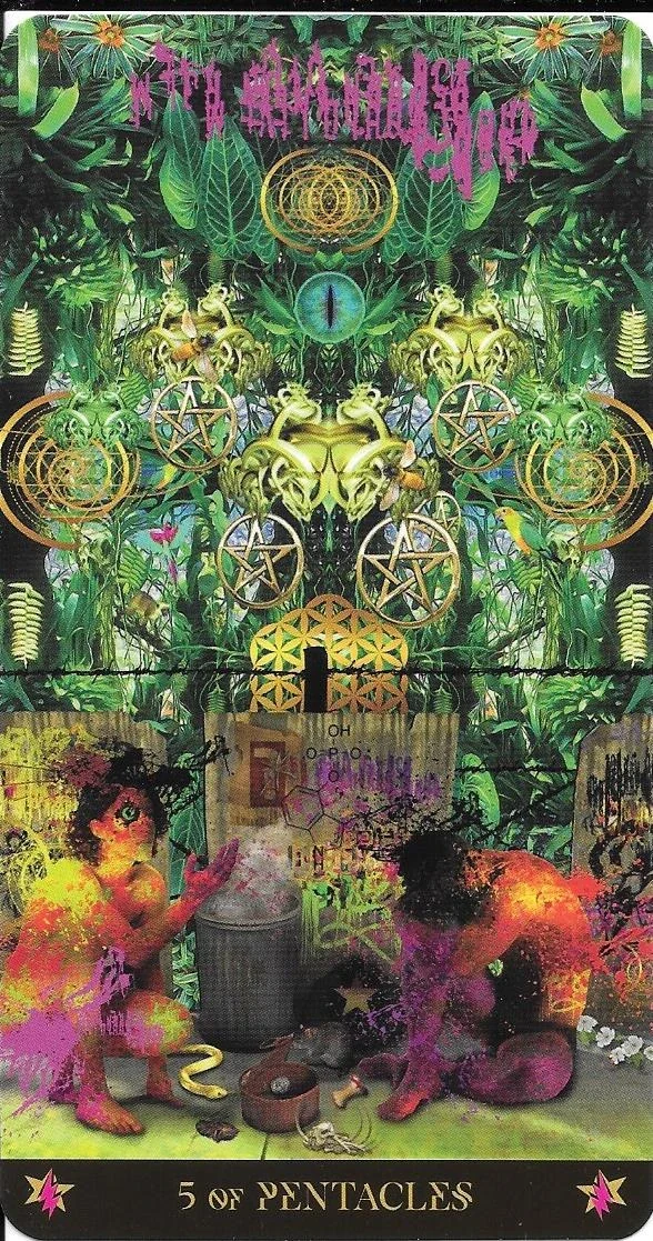 Five of Pentacles card from the Starman Tarot deck