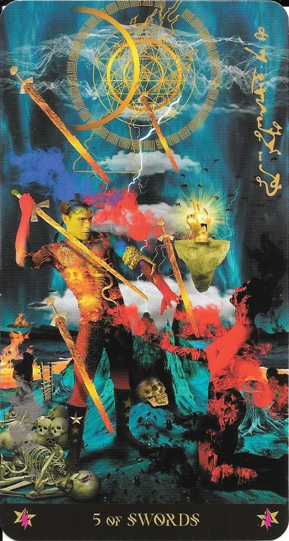 Five of Swords card from the Starman Tarot deck