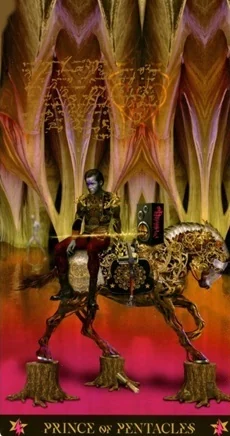 Prince of Pentacles card from the Starman Tarot deck