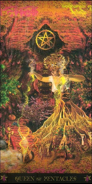 Queen of Pentacles card from the Starman Tarot deck