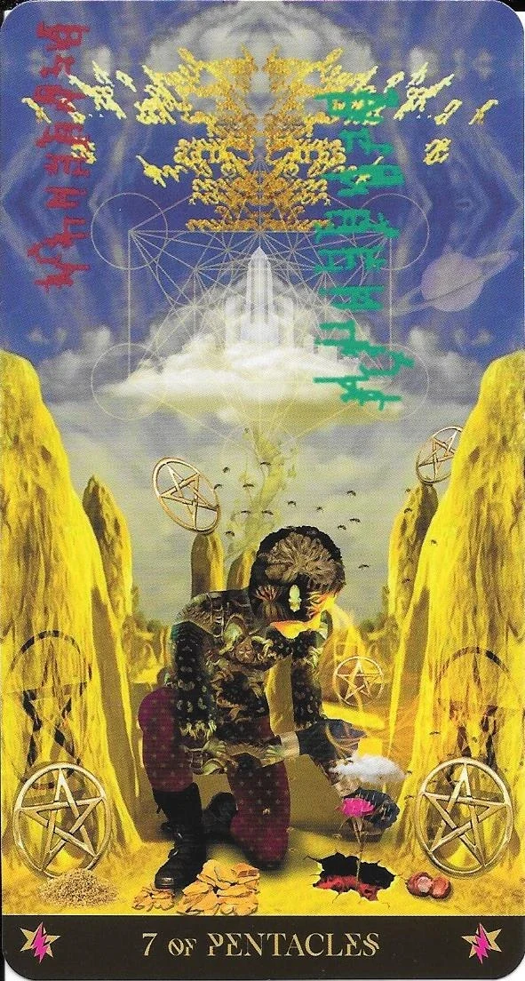 Seven of Pentacles card from the Starman Tarot deck