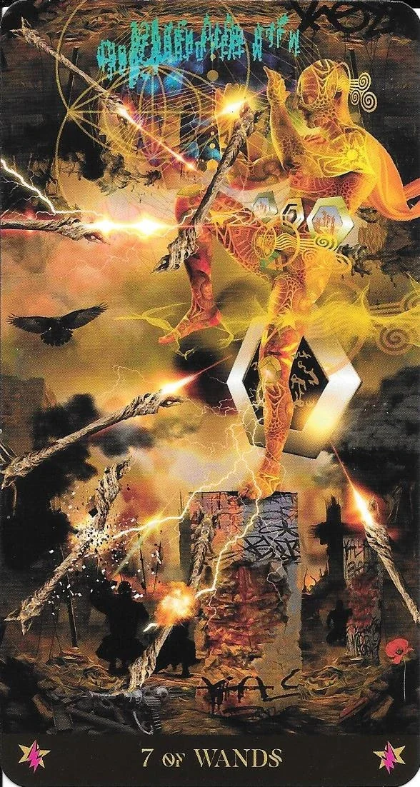 Seven of Wands card from the Starman Tarot deck