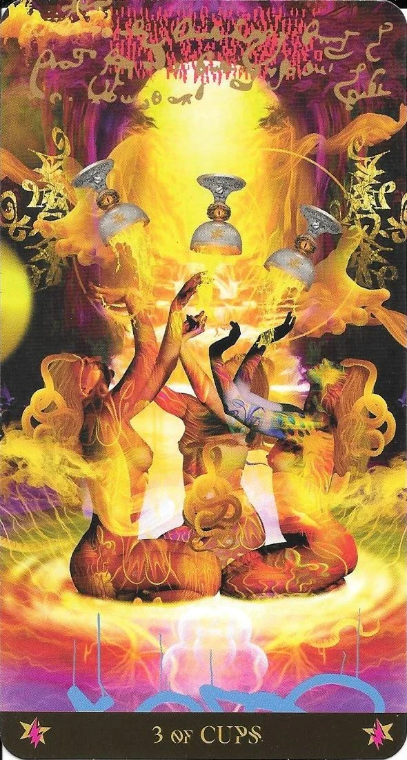 Three of Cups card from the Starman Tarot deck