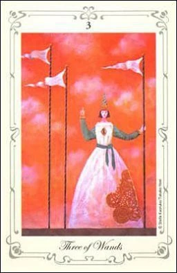 Three of Wands card from Stella's Simple Tarot