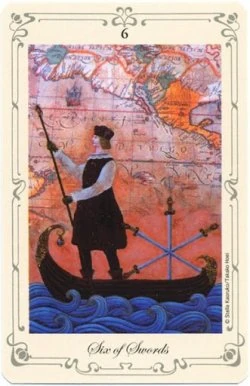 Six of Swords card from Stella's Simple Tarot