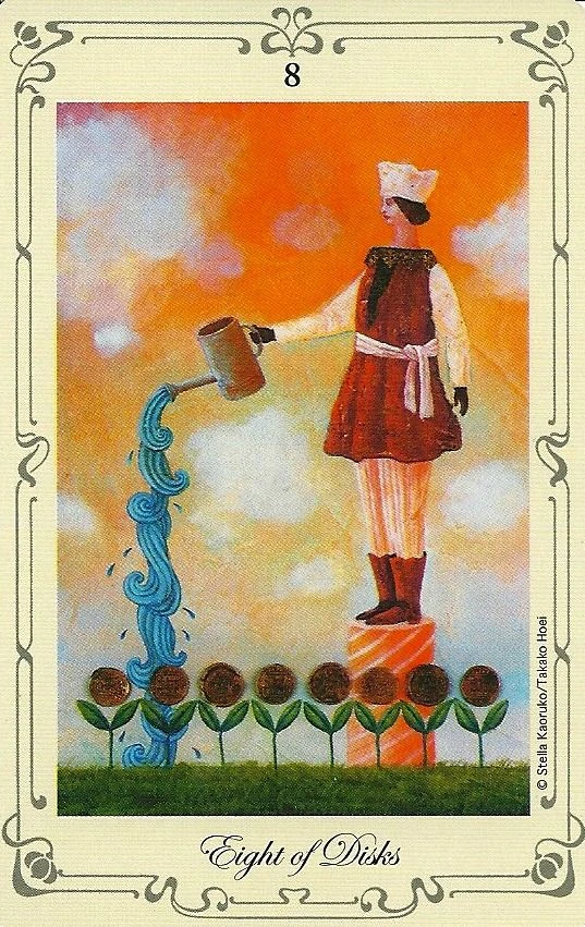 Eight of Disks card from Stella's Simple Tarot