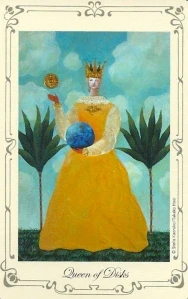 Queen of Disks card from Stella's Simple Tarot