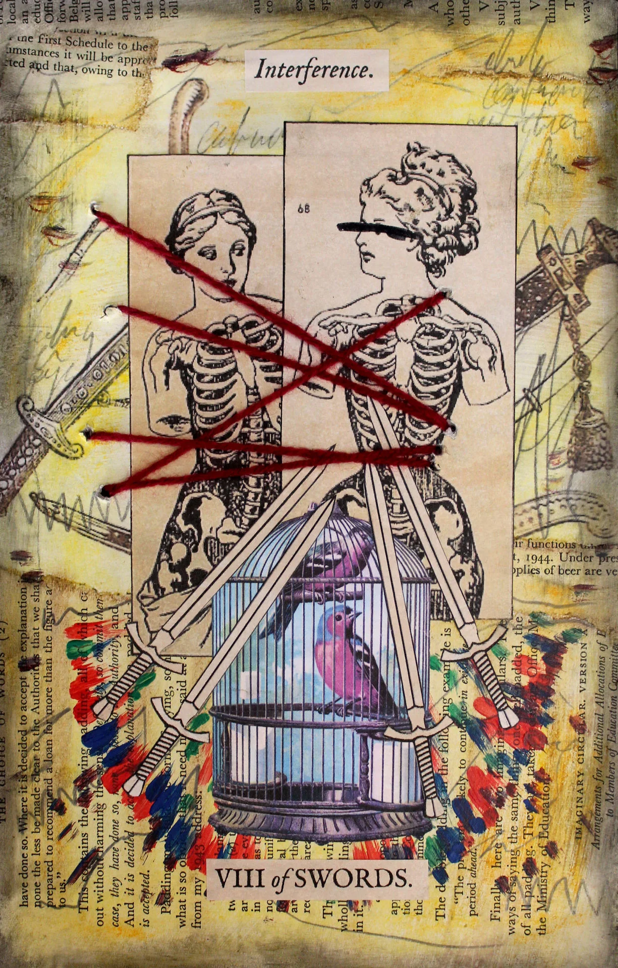 Eight of Swords card from The Stretch Tarot by Joseph Stretch