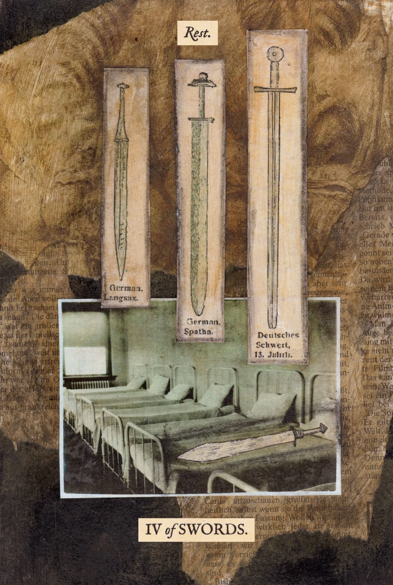 Four of Swords card from The Stretch Tarot by Joseph Stretch