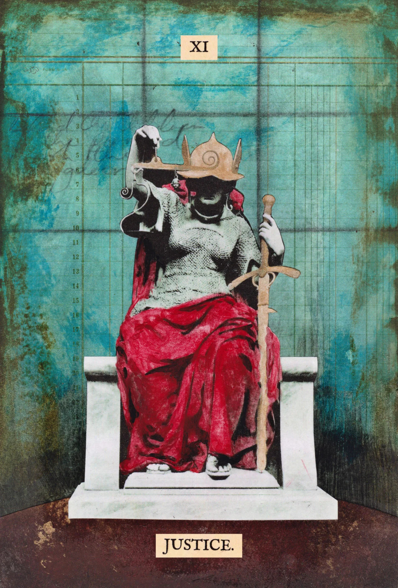 Justice card from The Stretch Tarot by Joseph Stretch
