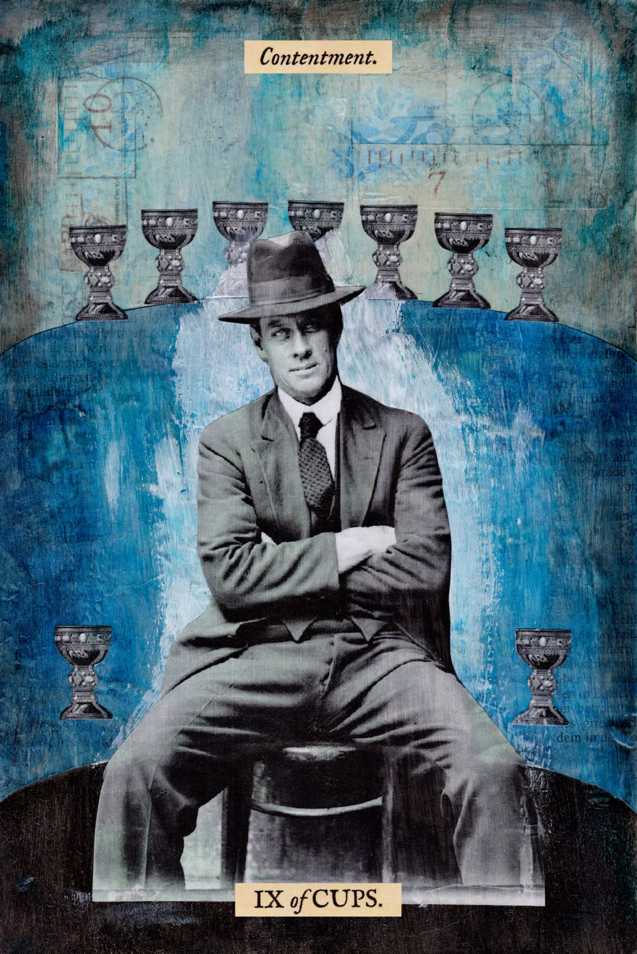 Nine of Cups card from The Stretch Tarot by Joseph Stretch