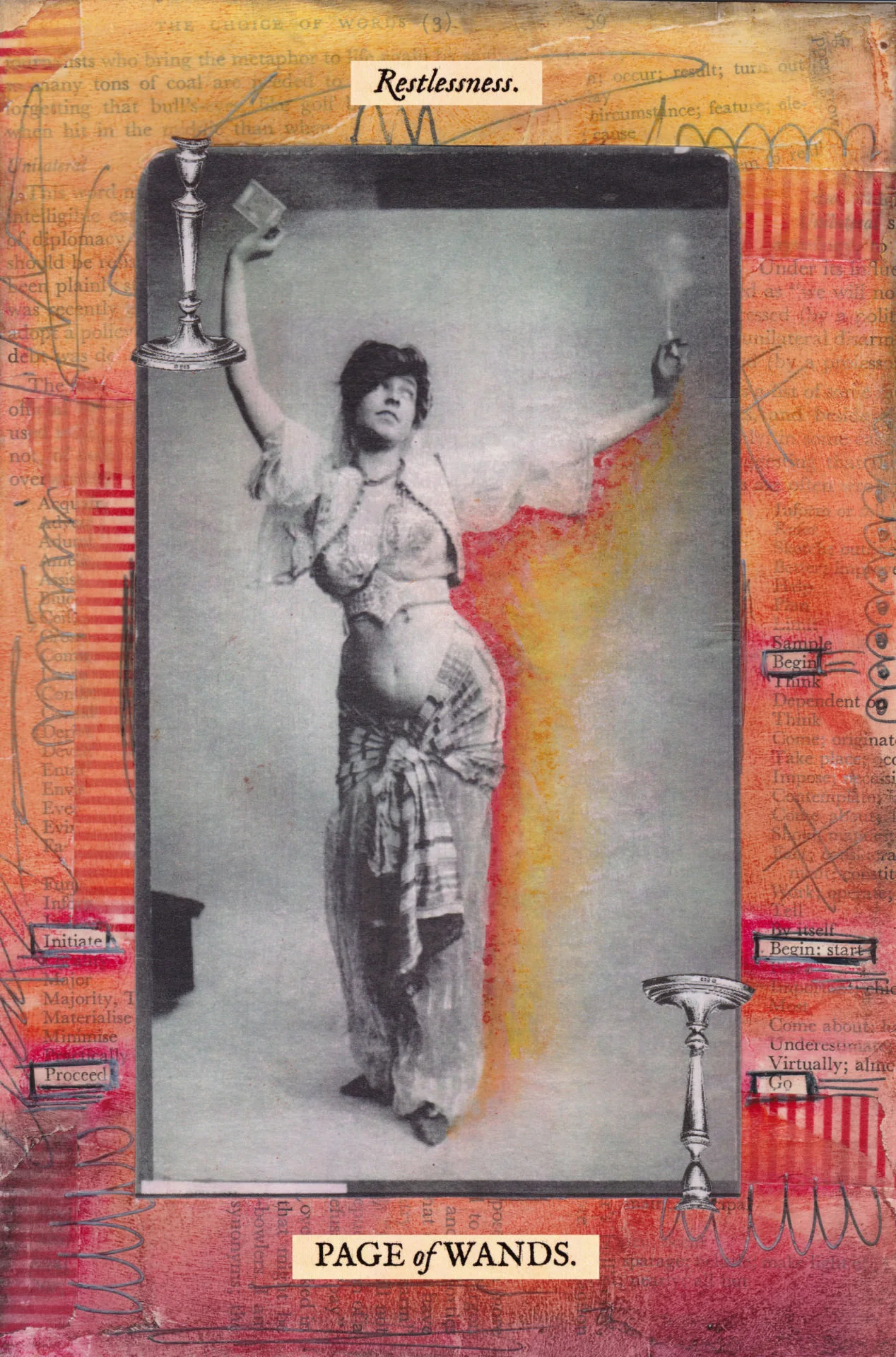 Page of Wands card from The Stretch Tarot by Joseph Stretch