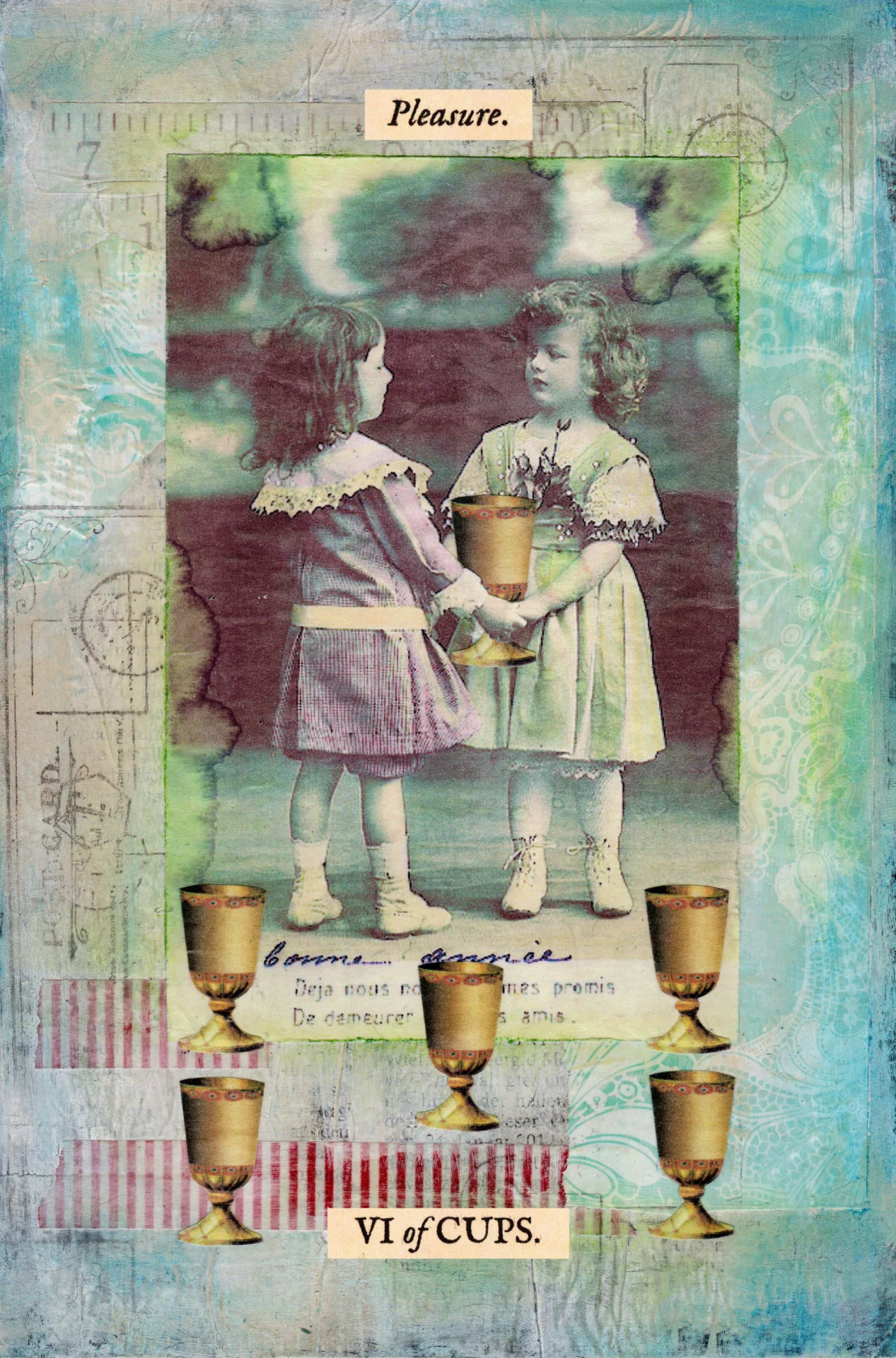 Six of Cups card from The Stretch Tarot by Joseph Stretch