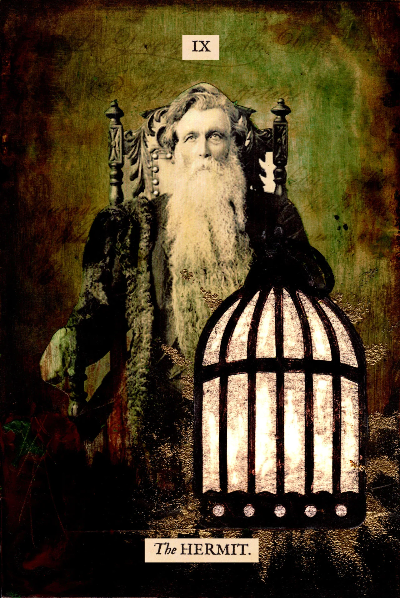 The Hermit card from The Stretch Tarot by Joseph Stretch