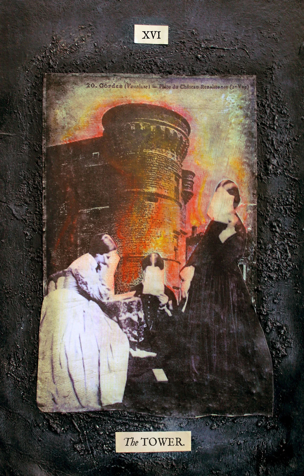 The Tower card from The Stretch Tarot deck by Joseph Stretch