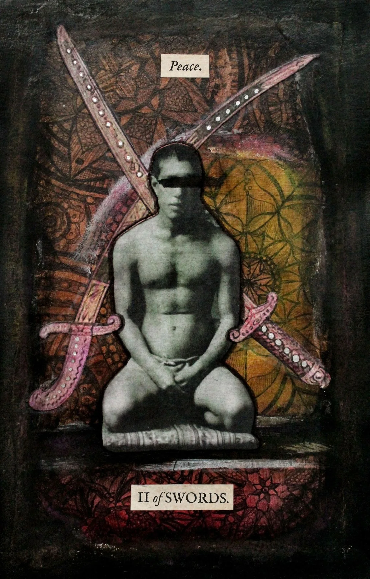 Two of Swords card from The Stretch Tarot by Joseph Stretch