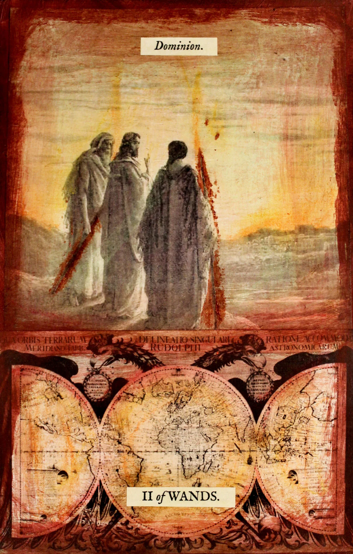 Two of Wands card from The Stretch Tarot deck by Joseph Stretch
