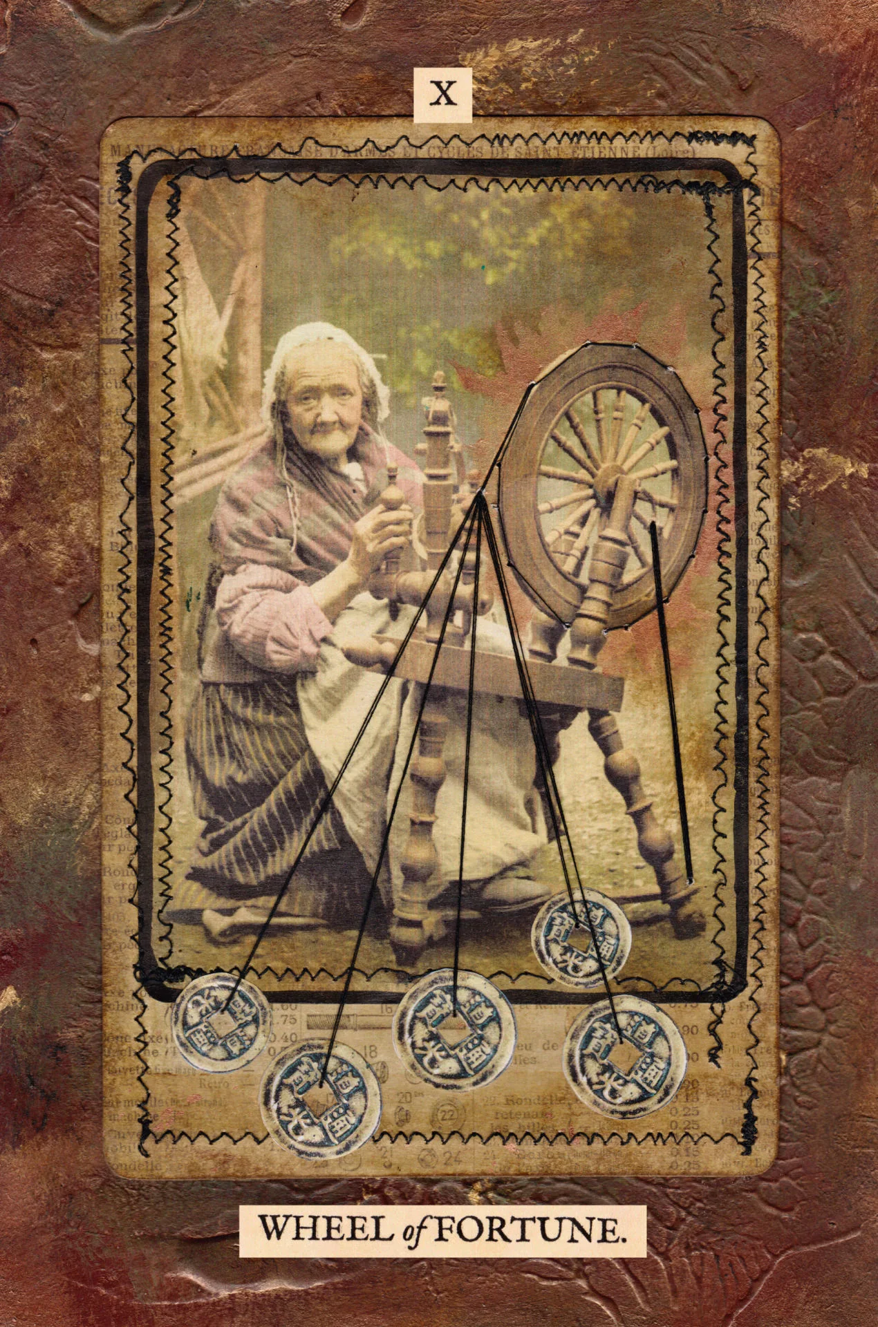 Wheel of Fortune card from The Stretch Tarot by Joseph Stretch