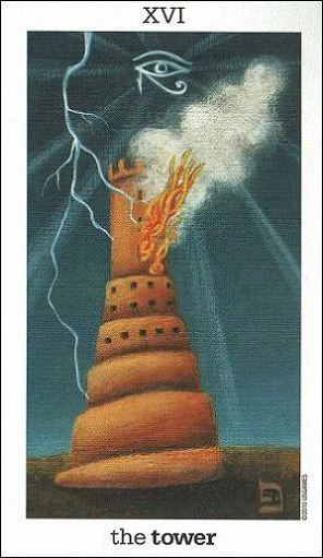 The Tower card from the Sun and Moon Tarot deck by Vanessa Decort