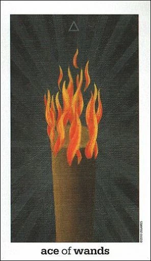 Ace of Wands card from the Sun and Moon Tarot deck by Vanessa Decort