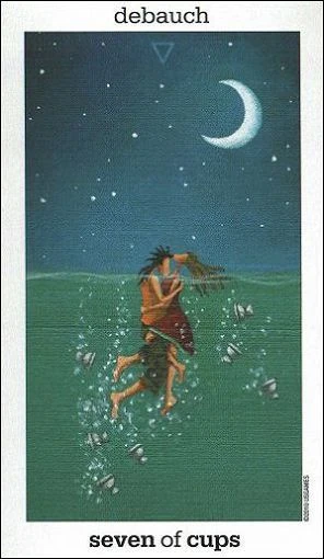 Seven of Cups card from the Sun and Moon Tarot deck by Vanessa Decort