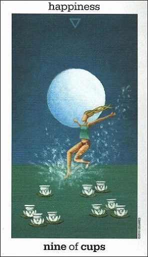 Nine of Cups card from the Sun and Moon Tarot deck by Vanessa Decort