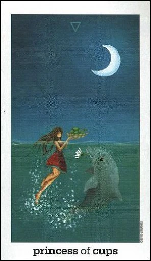 Princess of Cups card from the Sun and Moon Tarot deck by Vanessa Decort