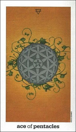 Ace of Pentacles card from the Sun and Moon Tarot deck by Vanessa Decort