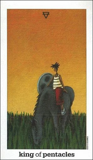 King of Pentacles card from the Sun and Moon Tarot deck by Vanessa Decort