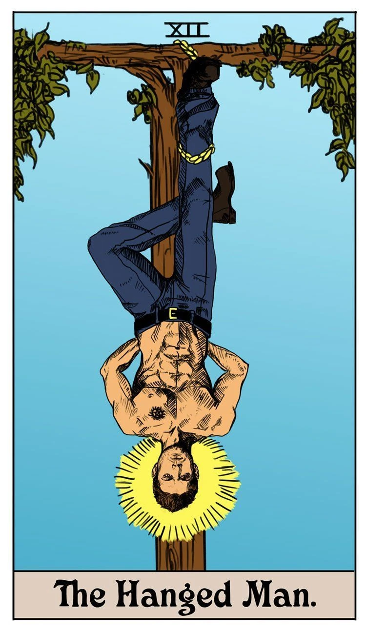 The Hanged Man card from the Supernatural Tarot artwork set by Britanee LeeAnn