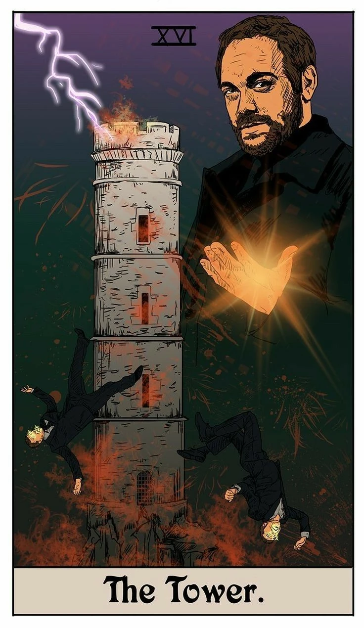 The Tower card from Britanee LeeAnn’s Supernatural Tarot artwork set