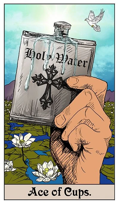 Ace of Cups card from the Supernatural Tarot artwork set by Britanee LeeAnn