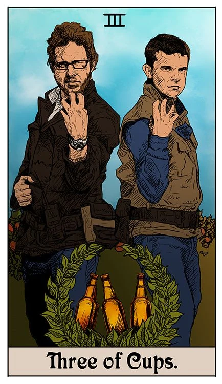Three of Cups card from Britanee LeeAnn’s Supernatural Tarot artwork set