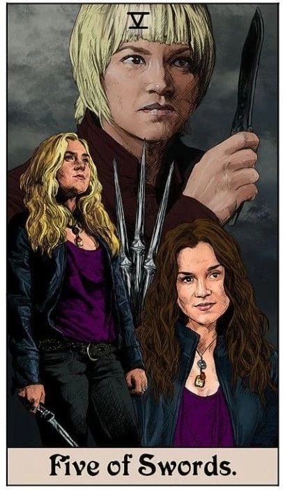 Five of Swords card from the Supernatural Tarot artwork set by Britanee LeeAnn