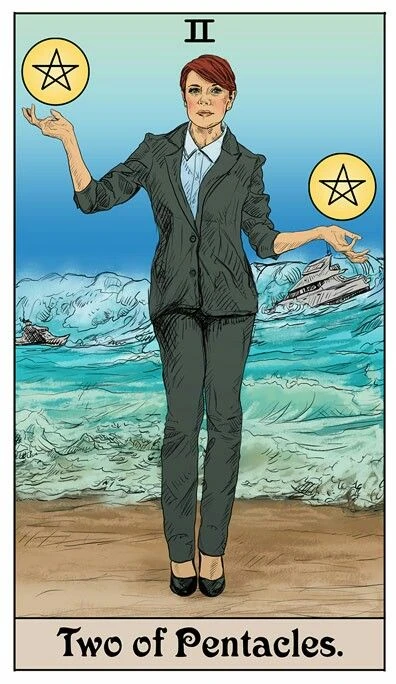 Two of Pentacles card from the Supernatural Tarot artwork set by Britanee LeeAnn
