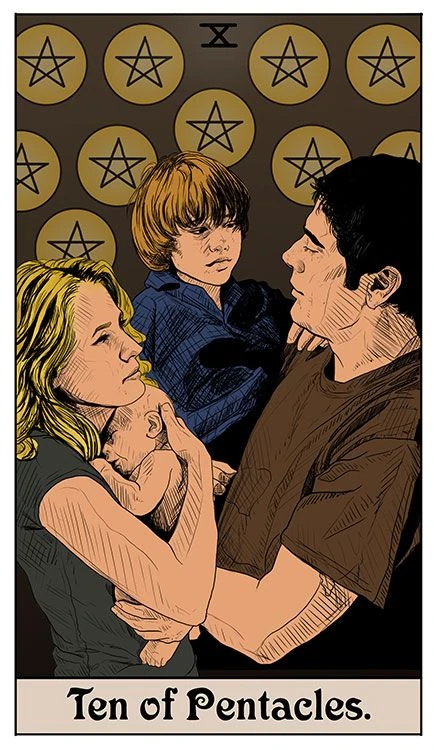 Ten of Pentacles card from the Supernatural Tarot artwork set by Britanee LeeAnn