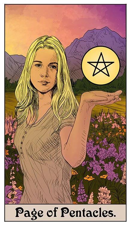 Page of Pentacles card from the Supernatural Tarot artwork set by Britanee LeeAnn