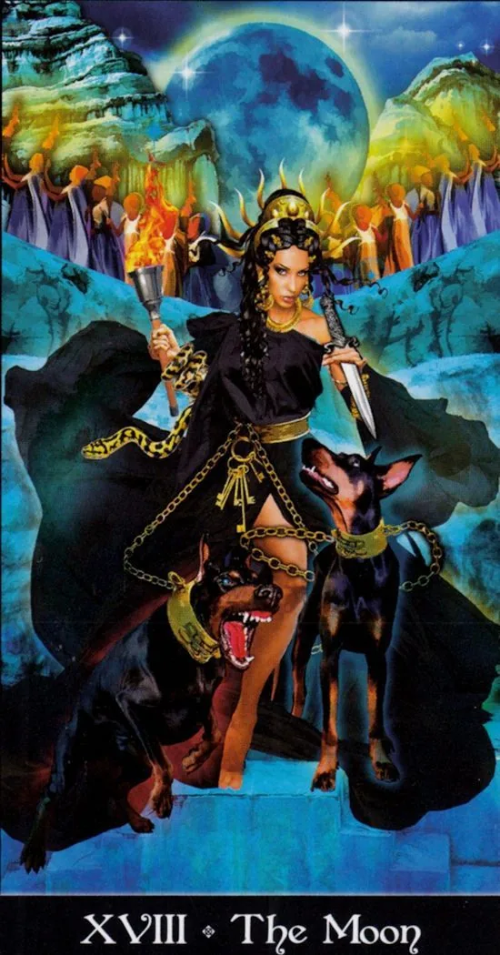 The Moon card from the Tarot Apokalypsis deck