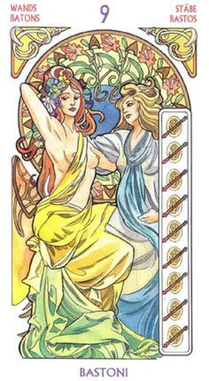 9 of Wands - Tarot Art Nouveau - Tarot Deck by Antonella Castelli